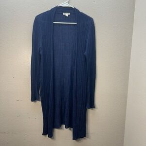 Eileen Fisher 100% Organic Linen Cardigan Ribbed Women's SZ M Tunic Side Slits